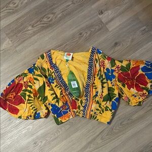 FARM Rio Vibrant Floral Blouse in Yellow